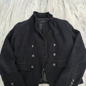 Banana Republic Military Cutaway Black Cotton Jacket Blazer Women Size 2